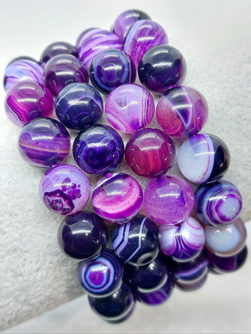 💜 10mm Royal Purple Natural "Dyed" Sardonyx Agate Beacelets